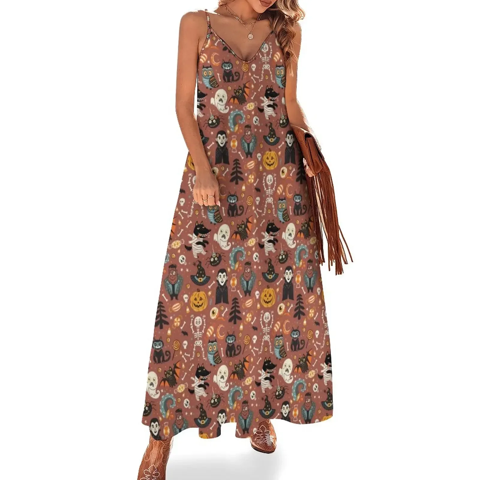 

Happy Halloween Sleeveless Dress evening dresses women Summer women's clothing Dress