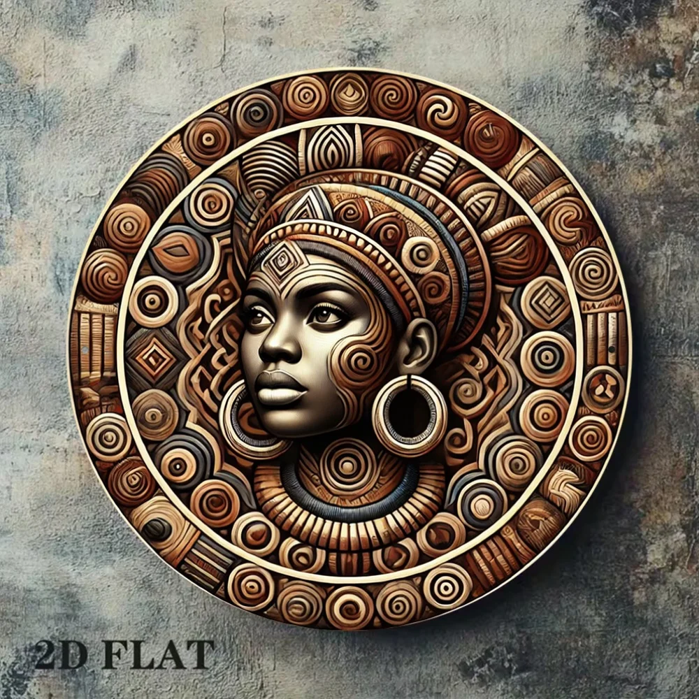 African Queen Retro Aluminum Sign 8x8in Ethnic Art Decor Wall Plaque Gift