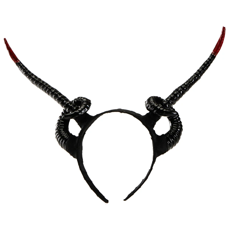 Demon Ox Horn Hair Hoop Headband Halloween Christmas Party Costume Cosplay Headwear Skull Gothic Hairband