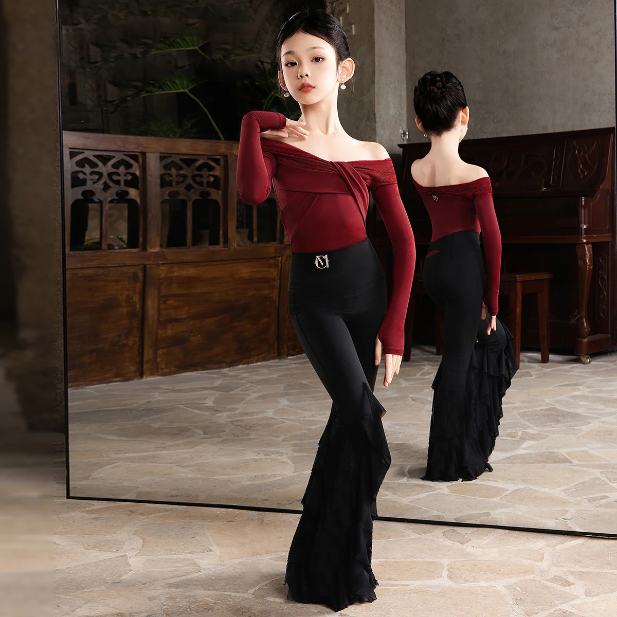 

Модная одежда для бальных танцев для девочек, костюмы для соревнований по латинским танцам, детские тренировочные костюмы для сальсы и самбы, латинские танцевальные костюмы SL14757