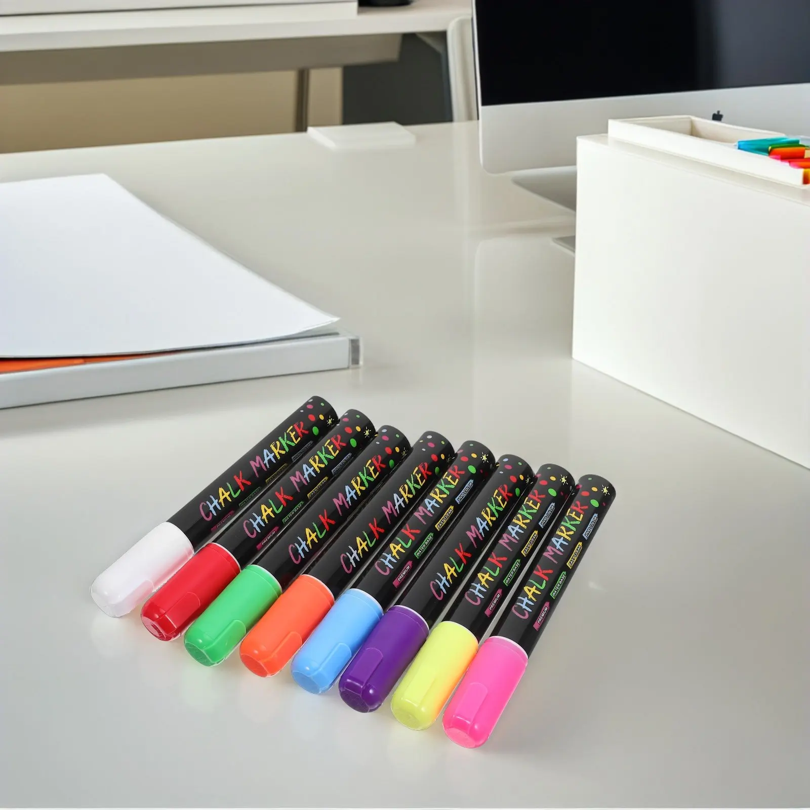 

8Pcs Erasable Chalk Markers for Blackboard Glass Tiles Metal Plastic Whiteboard Liquid Chalk Pens Comfortable Grip Thick Tip Kit