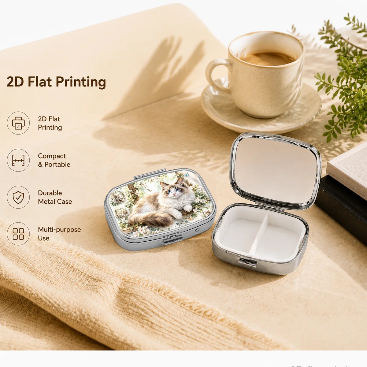 1 Piece, Flatbed Printing, Doll Pattern, Portable Travel Box, Moisture-Proof Small Box, Multifunctional Vitamin and Supplement Storage Box, Small Jewelry Storage Box, Waterproof Storage Box