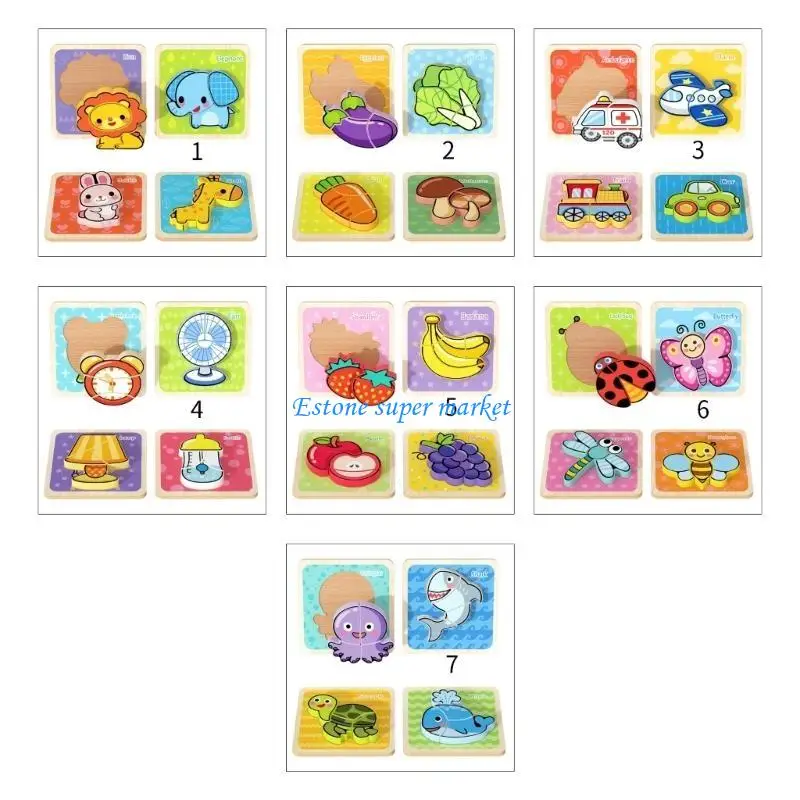 090B الكرتون بازل قطع لعبة متعددة موضوع بازل قطع بنة مرحلة ما قبل المدرسة التعليمية لعبة تدريب الدماغ للطفل الصغير #3