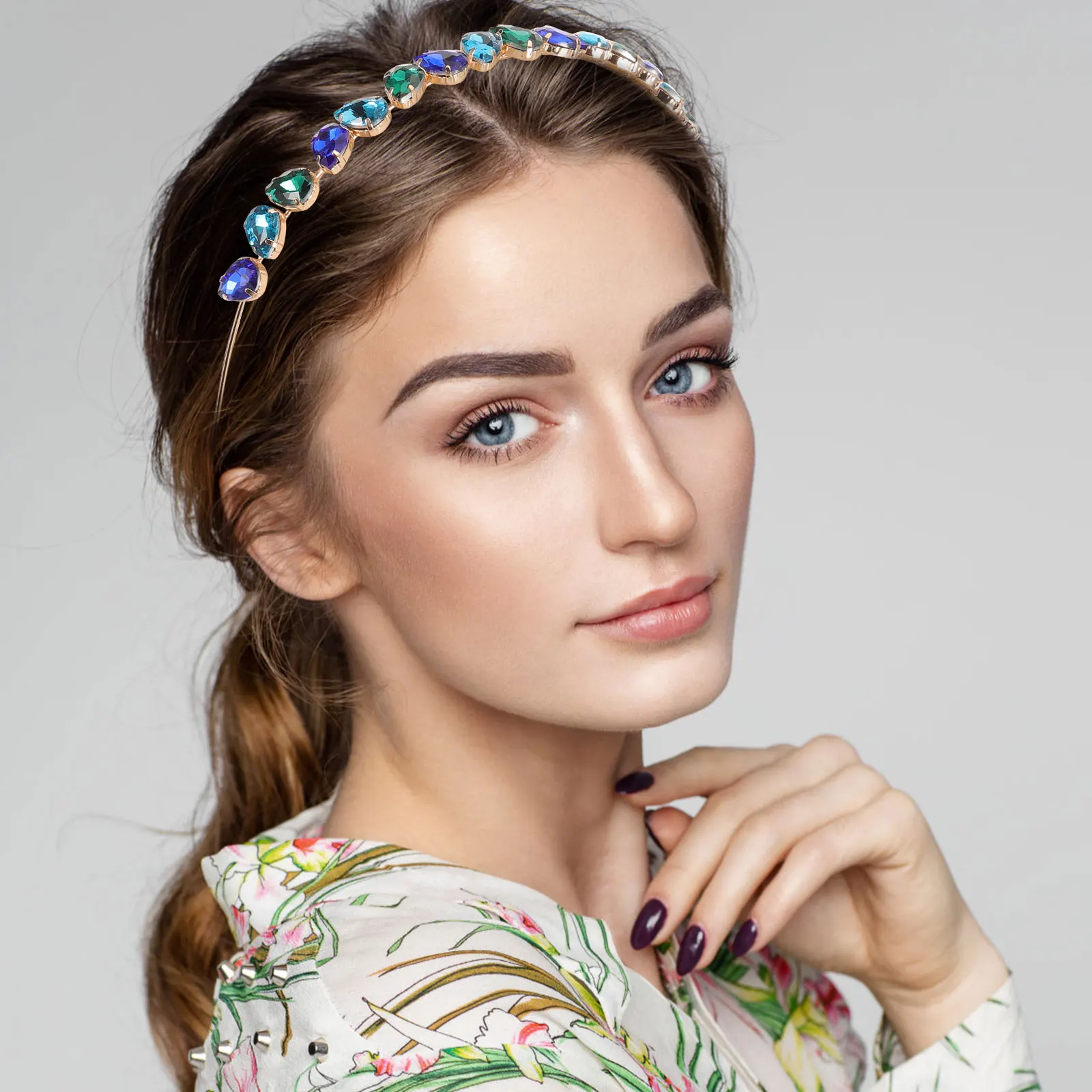 

Elegant Glass Brick Hair Accessories Fashion Rhinestone Headb Women Hair Hoop Durable Daily Parties Beautiful Color Chic Design