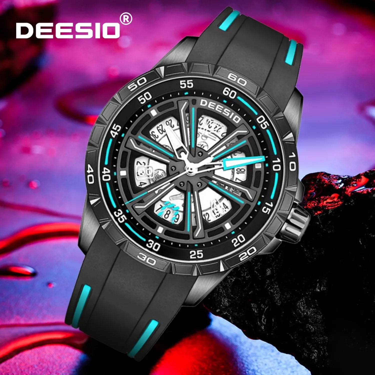 Deesio Men's Automatic Mechanical Watch Stainless Steel Water Resistant Luminous Date Display Casual Sports Wristwatch Mens Gift