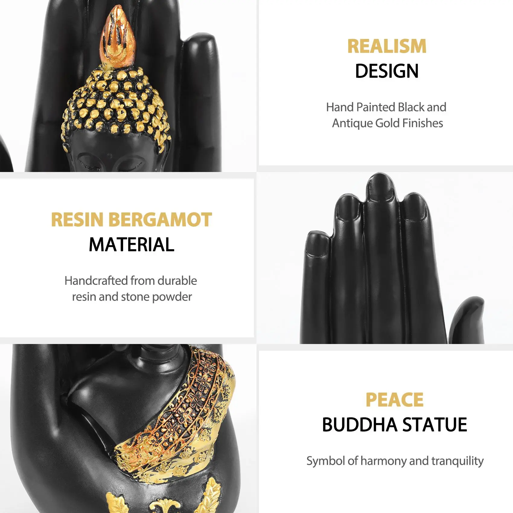 Thai Buddha in the Palm Statue Figurine,Zen Buddha Sculpture-Indoor/Outdoor Decor for Garden,Patio,Porch Yard Art Decor HOT