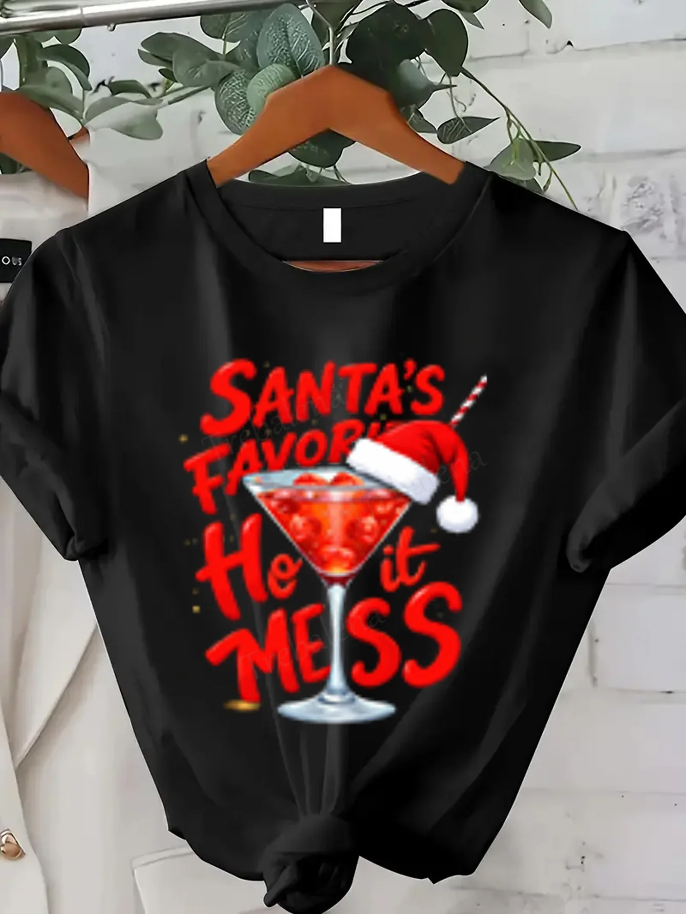 Women T-shirt Santa's Favorite Holiday Mess Cocktail T-Shirt