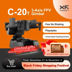 XF-C-20T Gimbal a 3 assi FPV stabilità maggiore Supporto PTZ DJI O3 CADDX Supporto telecamera Walksnail Controllo guasto testa Mavlink Sbus