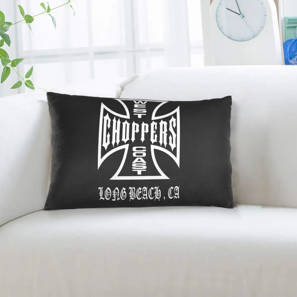 West Coast Iron Cross Choppers Rectangle Pillowcase Cushion Cover Decorative Bedroom Bed Home Comfort Throw Pillow