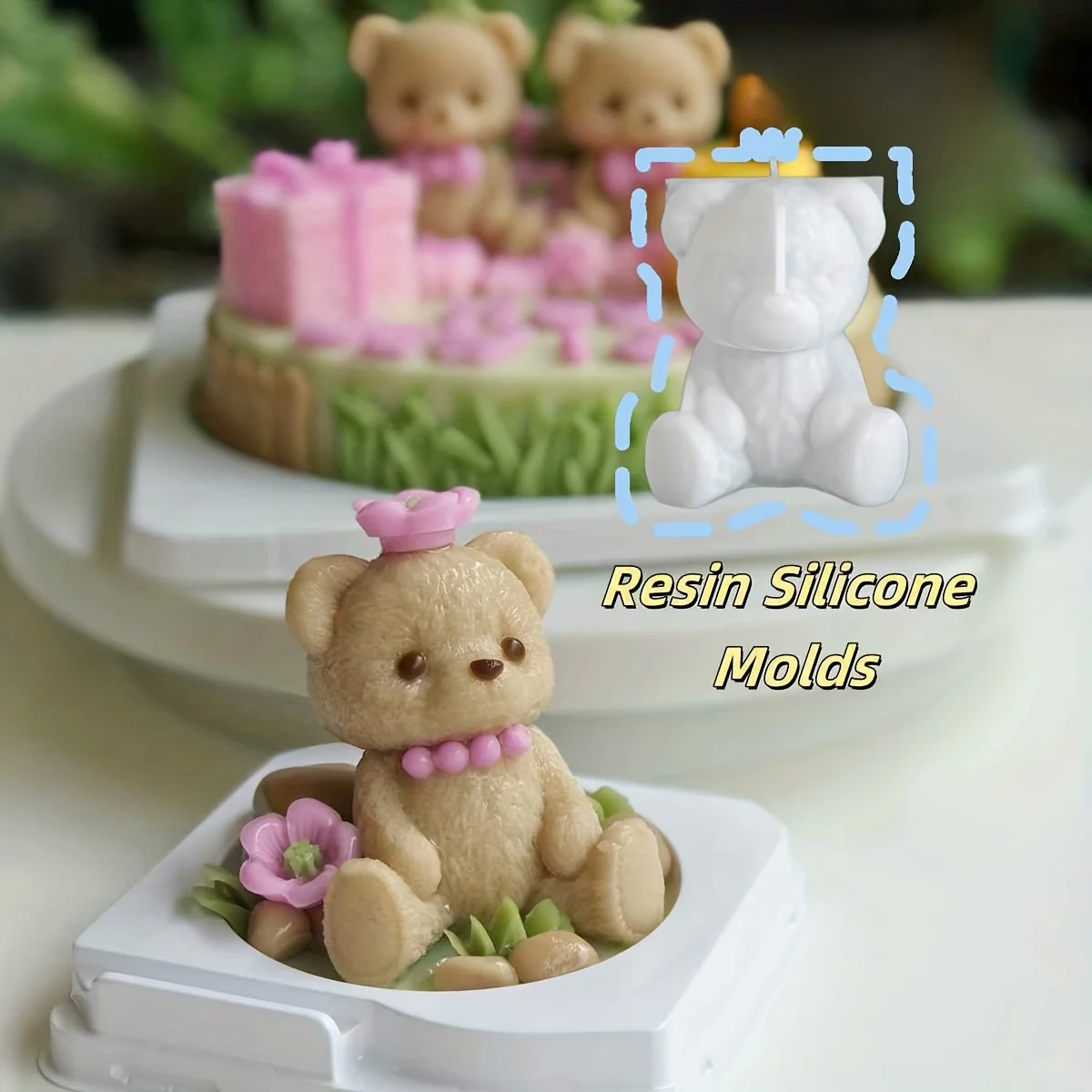 2pcs Teddy Bear Silicone Mold Set for Animal Soap, Resin Crafts, Plaster & Candle Making, Handmade Home Decor Gifts