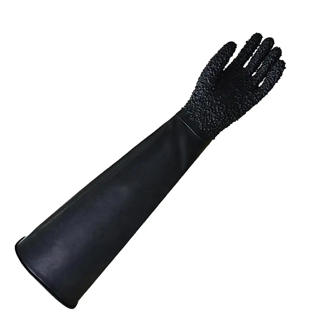 Guantes protectores izquierdo de 68 cm para equipo de chorro de arena, duraderos, color negro