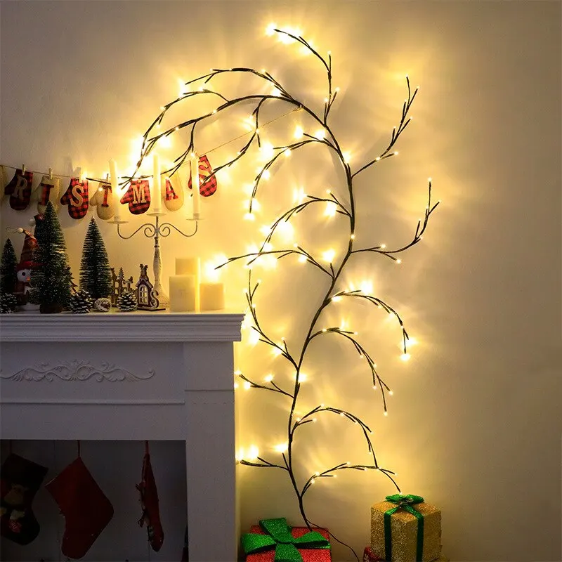 Flexível Willow Vine Luz, Decorações de casamento, DIY Rattan Árvore, ramo luminoso, lareira, festa, parede do quarto, 54 LED, 144LED