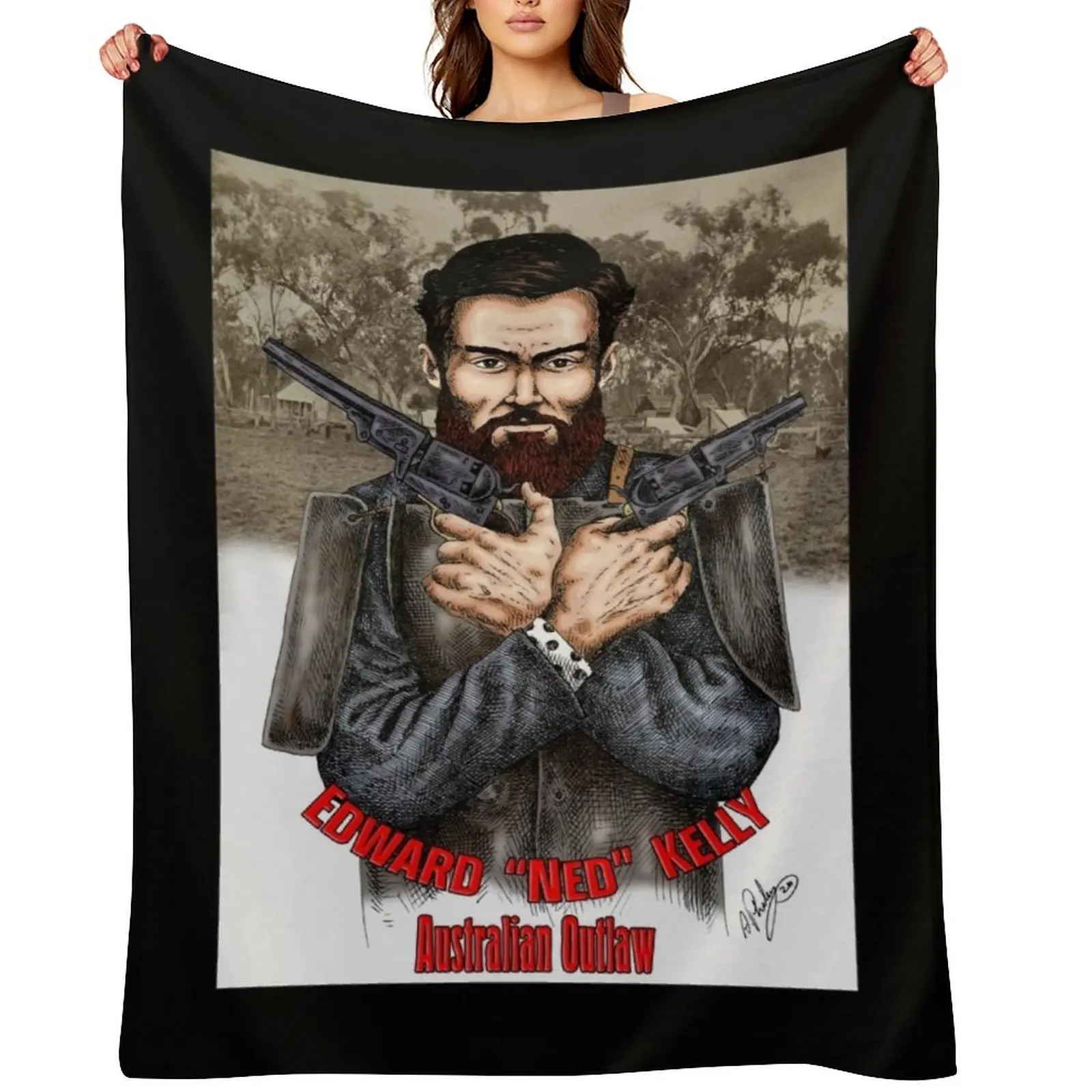 

Ned Kelly Australian Outlaw Throw Blanket Giant Sofa wednesday Tourist Single Blankets