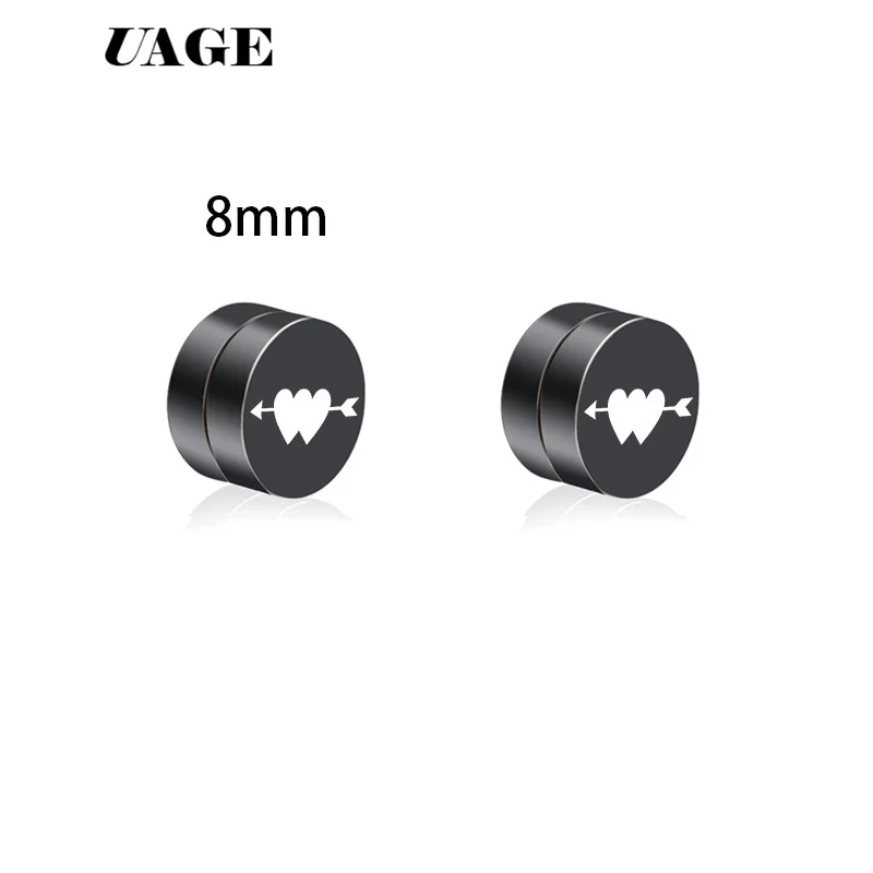 UAGE 1Pair  Punk Mens Strong Magnet Magnetic Health Care Ear Stud Non Piercing Earrings Fake Earrings 8x8mm