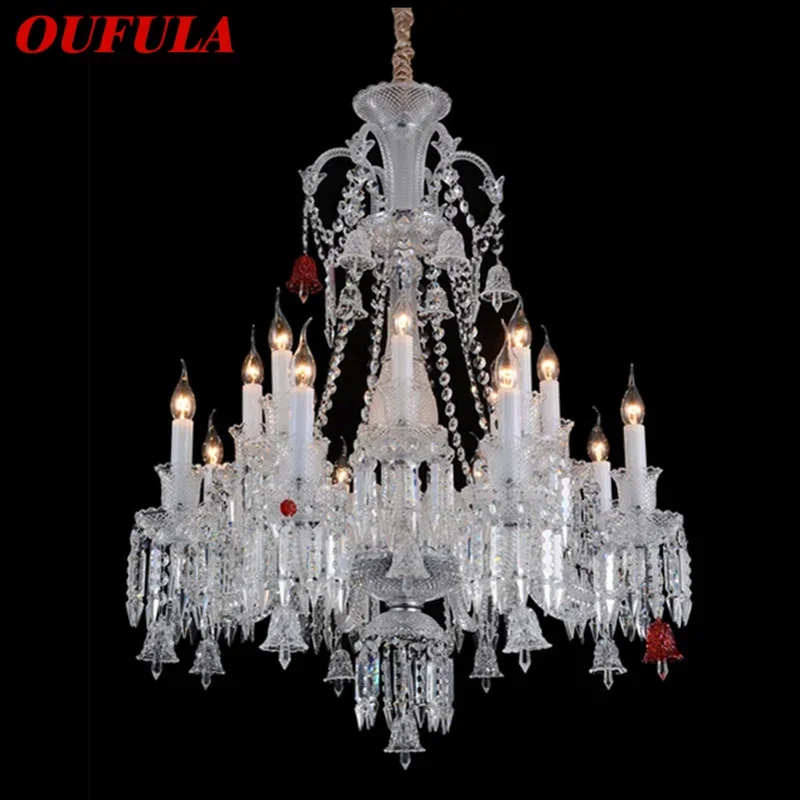 

OUFULA Luxurious Style Crystal Pendant Lamp European Candle Lamp Art Living Room Restaurant Bedroom Villa Chandelier