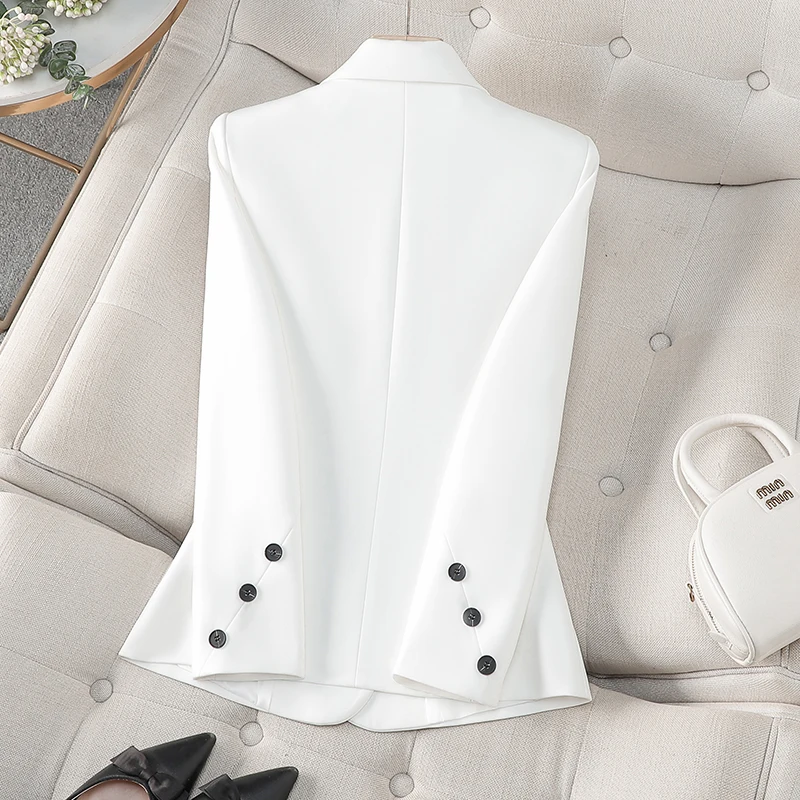 ZJYT Elegant Ladies Office Business Chic Blazers for Women Spring 2025 Korean Style White Jackets Coats Outerwears Veste Femme