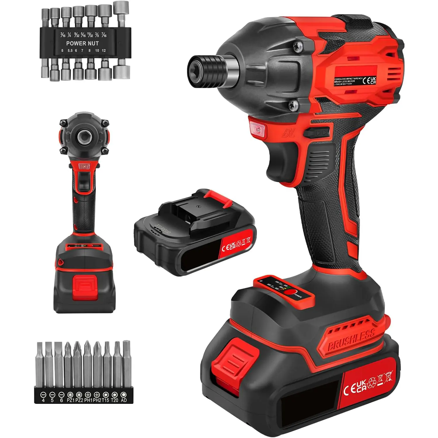 VickyHome Brushless Impact Drill Driver 300N.m High Torque Impact Wrench 3 in 1, 1/2 Inch Impact Driver with Led Work Light