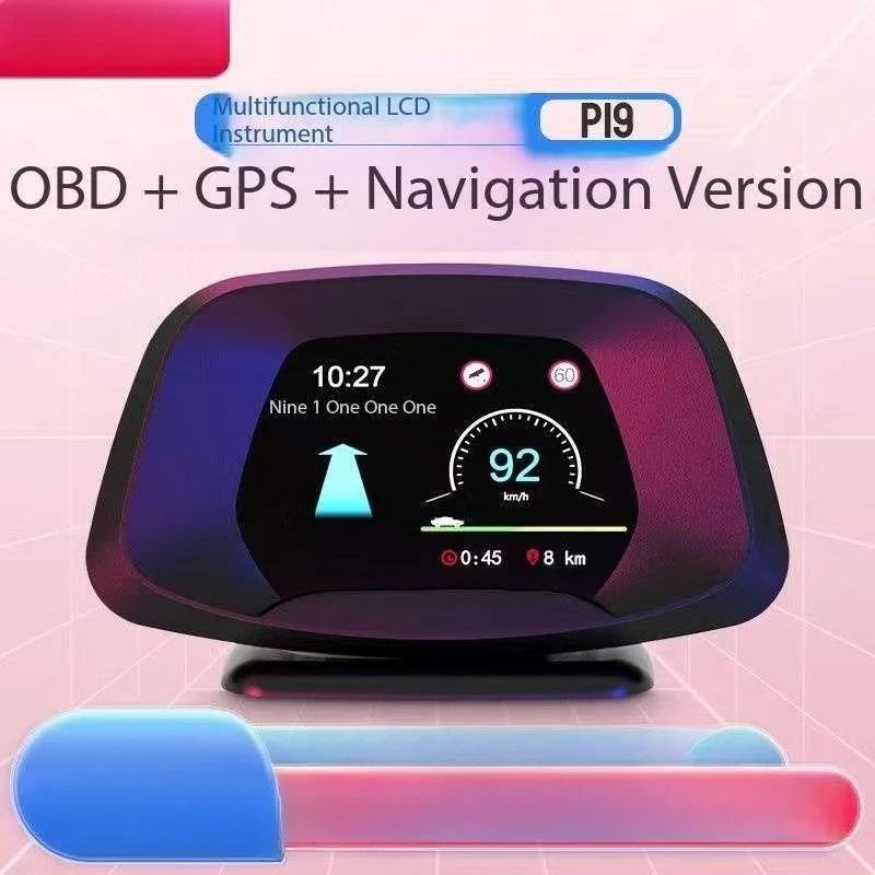WiiYii P19 3-inch LED Speedometer HUD GPS+OBD2+Navigation Type-C Connection CE/ROHS/FCC Certified Universal Fit for All Cars