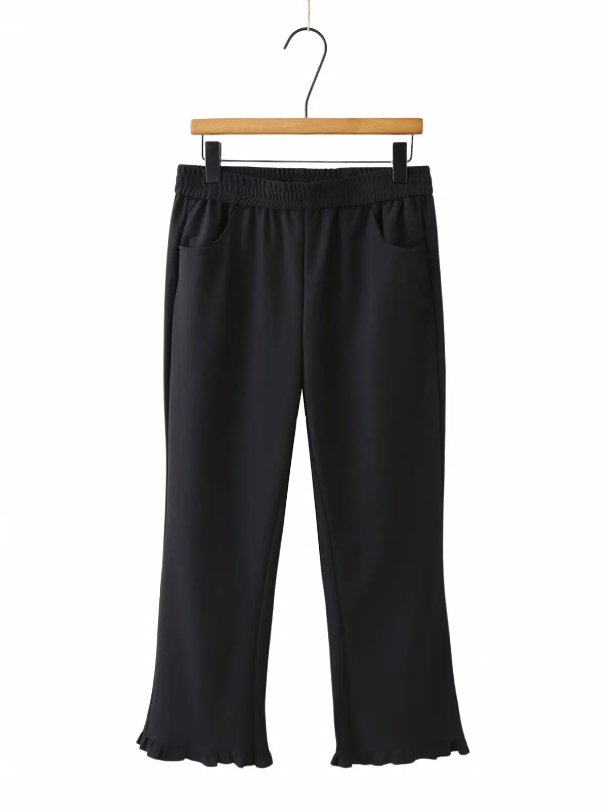 plus Size Women's Summer Korean Style High Waist Flared Casual Elastic Waist Straight Leg Micro Flared Pants Nine Pants