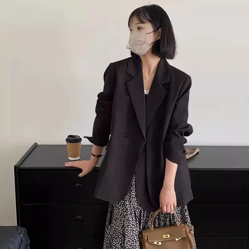 High end Gray Small Suit Jacket for Women's 2024 Summer New Loose and Design Sense Niche Small Figure Casual Korean Black Suit