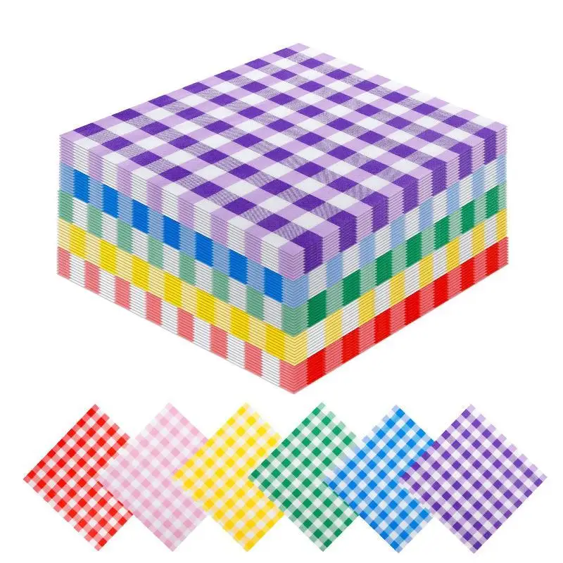 20 Blatt bunte Gingham-Einweg-Papierservietten, weich und saugfähig, für Picknicks, Geburtstage, Hochzeiten, Feiertage und Tischdekorationen – Detail 5