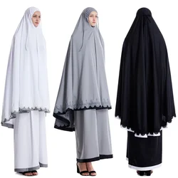 2025 Namaz Long Khimar Muslim 2 Piece Set Hijab Dress Formal Prayer Garment Sets Women Abaya Eid Jurken Djellaba Abayas Ramadan
