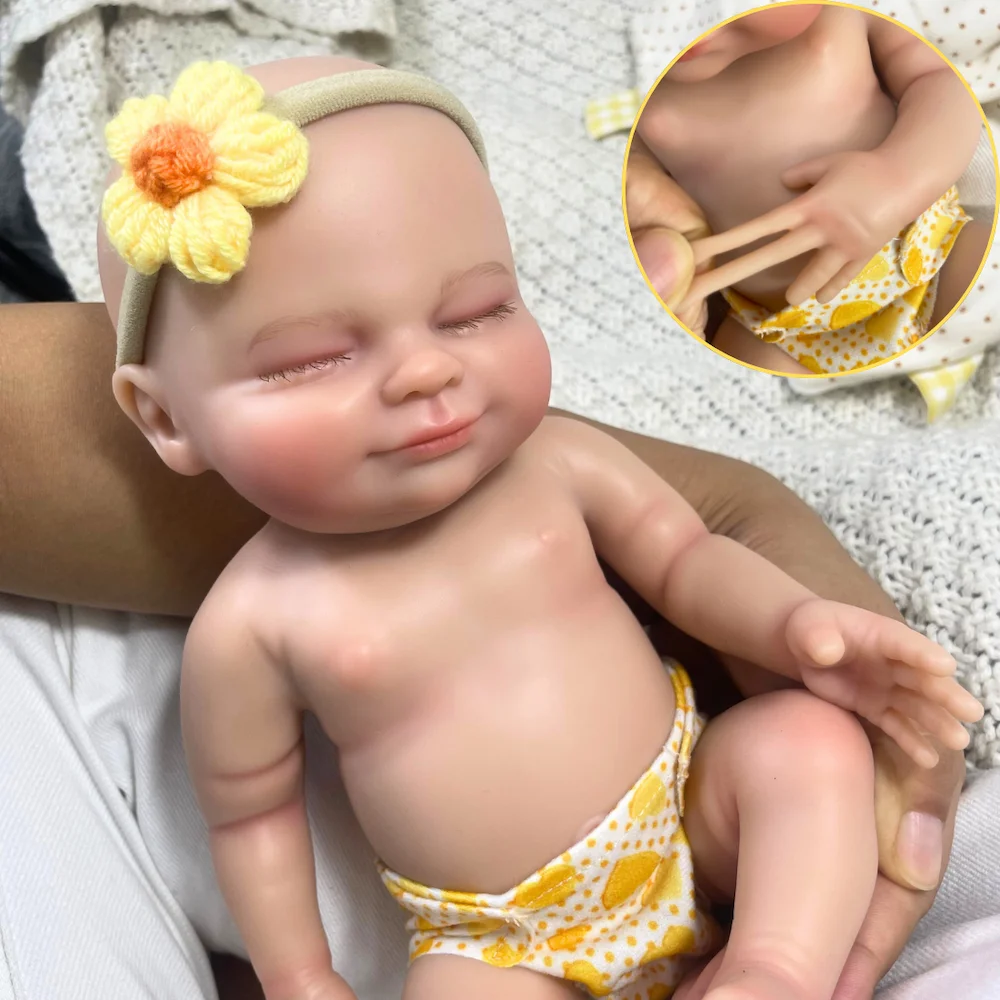 

13,5-дюймовая пухлая Hayley Mini Reborn, силиконовая кукла Reborn всего тела, мягкая твердая силиконовая кукла для девочек, подарок на день рождения, Рождество