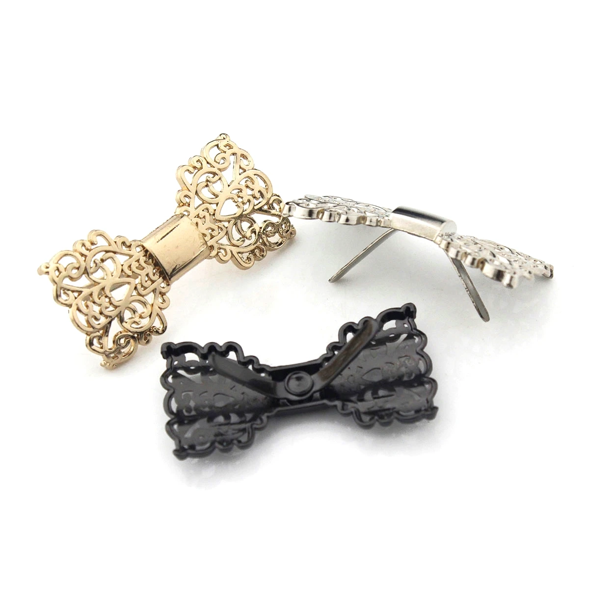 A pair of Metal Hollowed-out Bowknot Shoes Buckles Fashion Clip Clasp for DIY Shoes Bag Garment Hardware Decoration Accessories