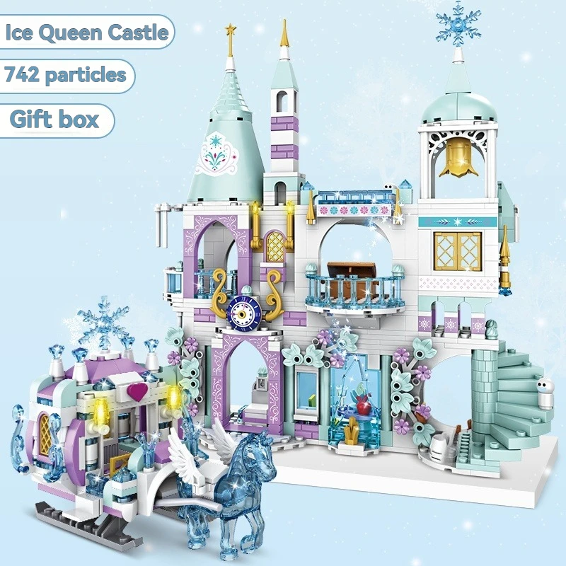 مجموعة مكعبات بناء قلاع الثلج للبنات، ألعاب بناء منزل وعربات، نموذج كلاسيكي، ألعاب أطفال، هدية للأطفال