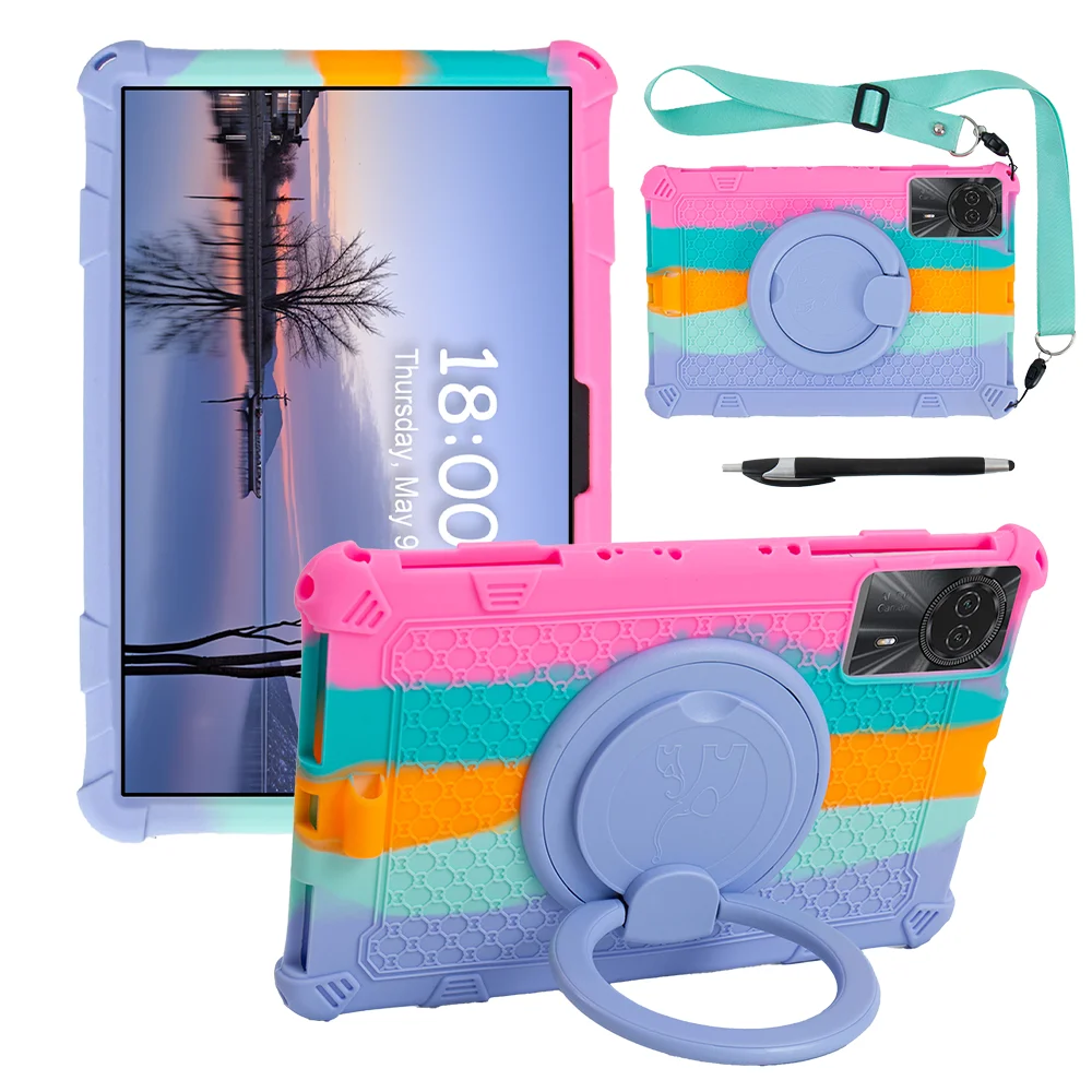 Kids Case For Samsung Tab S10 Lite S9 FE 2023 SM-X400 X406 X520 X526 X710 X716 X510 X516 360 Rotating Handle Grip Stand Cover 