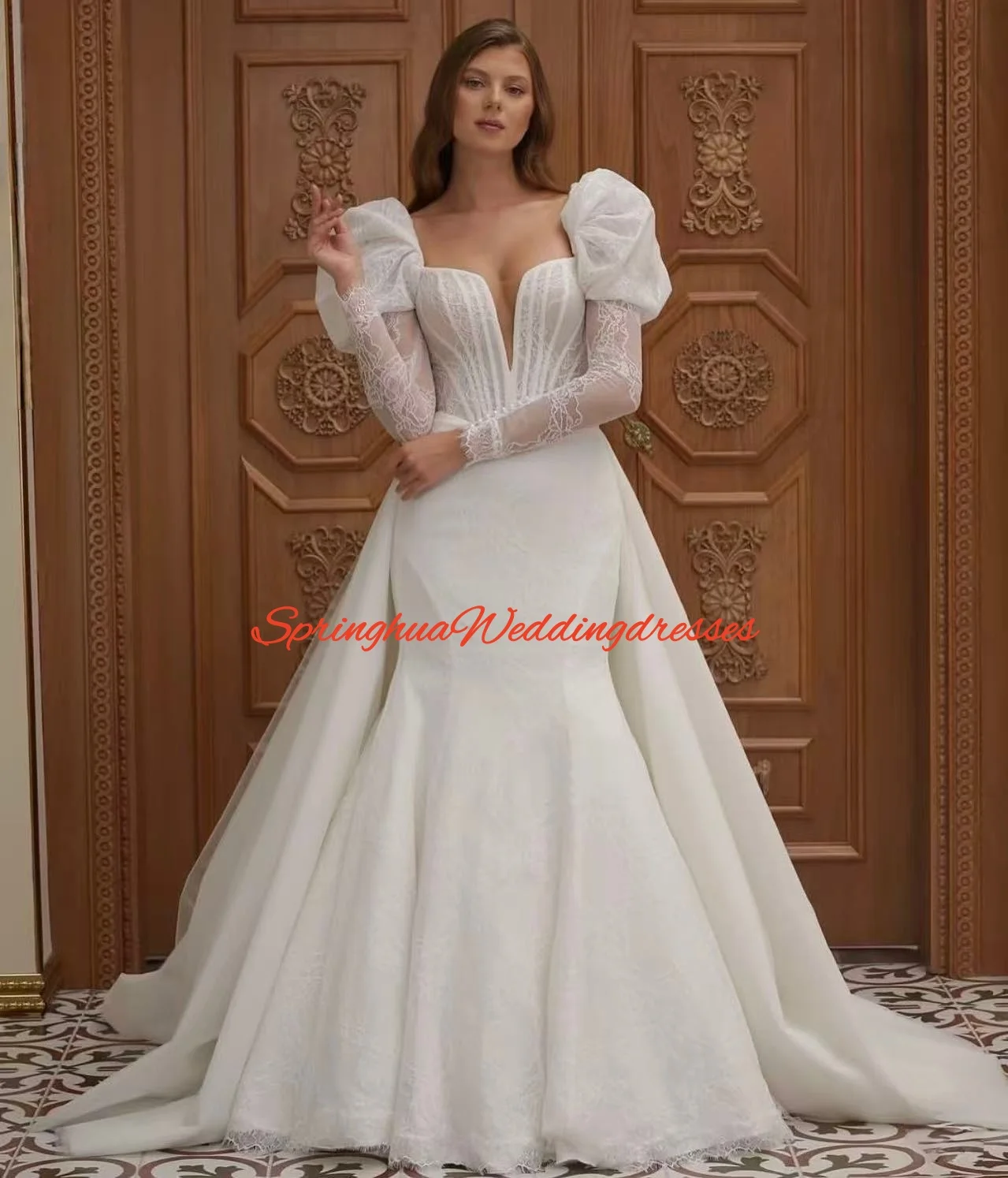 Customized   Satin Wedding Dresses  A-Line Strapless Lace-up V-Neck Pleated Chic Bride Prom Gown Simple Bridal Gowns