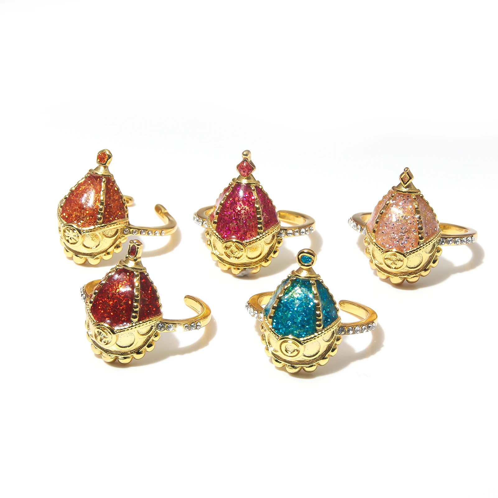 Anime Magical Girls Tomoe Mami Ring Adjustable Soul Gem Crown Metal Rings Cosplay Props for Women Jewelry Accessories Gifts