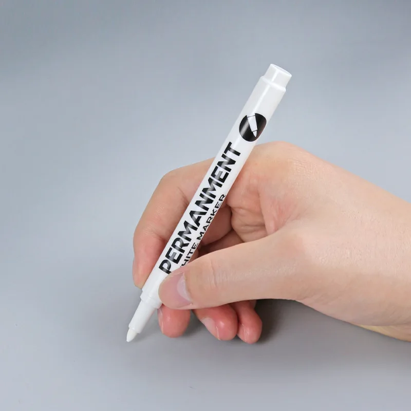 12 Packs of Oily White Marker Pens Waterproof and Non-fading Metal Glass Graffiti Marker with Quick-drying Pen Office Supplies