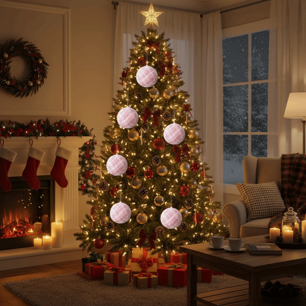 فريد 8/10 سنتيمتر رقيق عيد الميلاد الكرة الوردي الزخرفية شجرة عيد الميلاد قلادة رغوة عيد الميلاد معلقة الكرة DIY الزينة