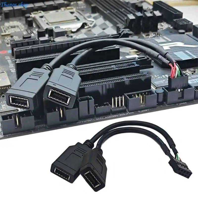 USB2.0 9PIN to Double Type E Converters Cable Featuring Front Type C Port for Enhances Motherboard Compatibility X37A