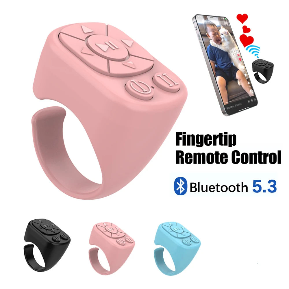 Remote Control Bluetooth Page Turning Ring Roller Both Camera Remote Control Function Compatible with iPhone iPad Android Phones