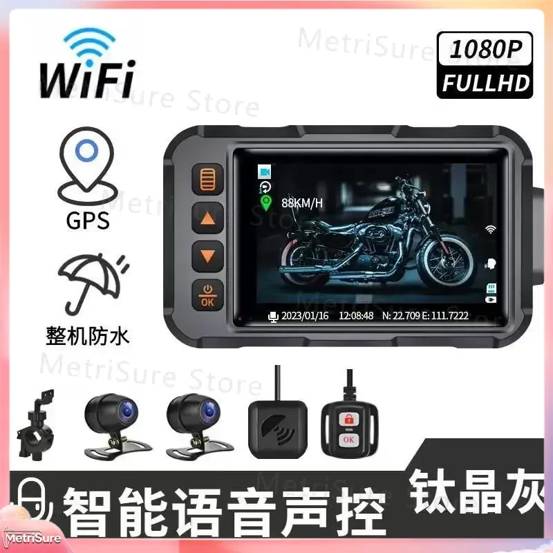 For MotorcycleBMW Dash Cam 1080P HD DVR GPS WiFi Waterproof Riding Video Recorder Voice Control Action Camera Moto Accessories