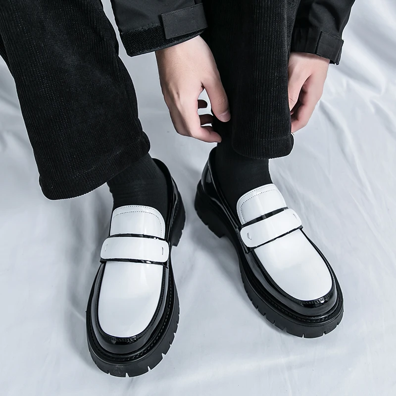 

New Le Fu Shoes Men Thick Soled Breathable Comfortable Fashionable Big Toe Leather Shoes Men Business Office Shoes Sizes 38-46