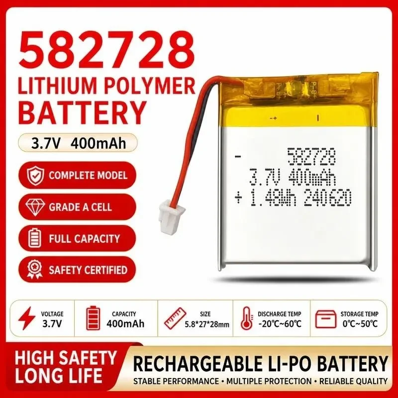 [New] 3pcs 582728 400mAh Polymer Lithium Battery for Digital Toys Beauty Instruments Bluetooth Headsets Manufacturer Wholesale