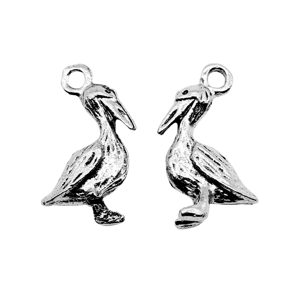 WYSIWYG 20pcs Charms Seagull Pelican Stock Bird 18x9mm Tibetan Silver Color Antique Jewelry Making DIY Handmade Craft Pendant