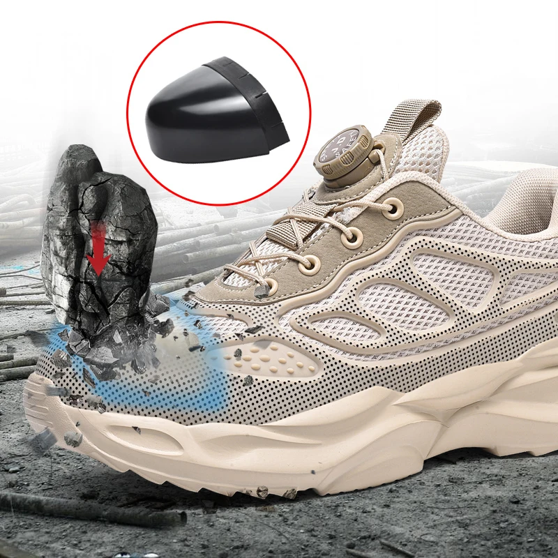 

New Men Large Size Steel Toe Construction Shoes Anti-Puncture Anti-Shatter Breathable Fashion Casual Thick Sole Sneakers