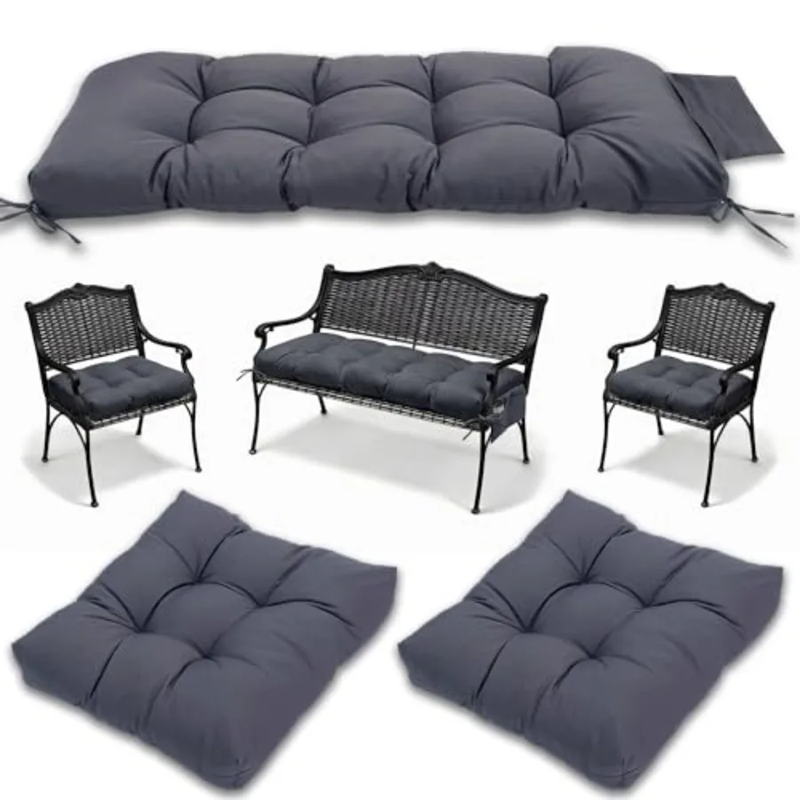 

Patio wicker chair cushions set: 1200D waterproof fabric, beige, UV-resistant and quick-drying for outdoor garden, porch, and p