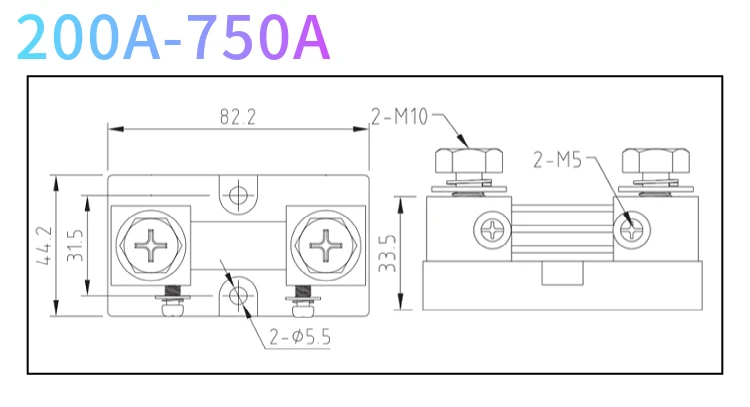 Cg 0.25% usa typ FL-15 5a 10a 20a 50a 75a 100a 200a 300a 500a 50mv 100mv messing strom montage dc shunt widerstand mit base75mv – Detail 8