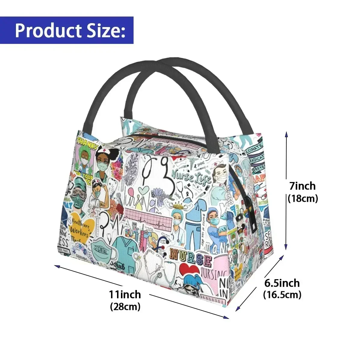 NOISYDESIGNS Doctors Nurse  Print Thermal Lunch Bag Women Portable Insulated Cooler Bag Picnic Office Reusable Packed Lunch