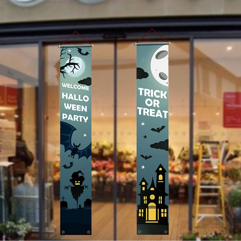 Halloween Decorations Porch Signs,Welcome Banner Hanging Bunting Flag, Halloween Hocus Pocus Decorations