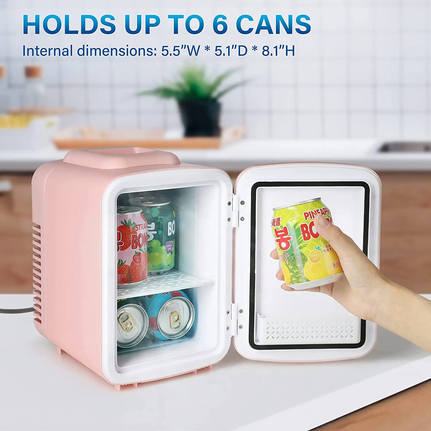 4L/6 Can Small Refrigerator Provide Compact Storage for Skincare Beverage Cosmetics