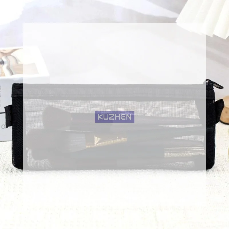 /Kuz/3Pcs Heart Print Mesh Makeup Brush Organizer Set Transparent Nylon Pouches For Brushes, Cosmetics & Small Items