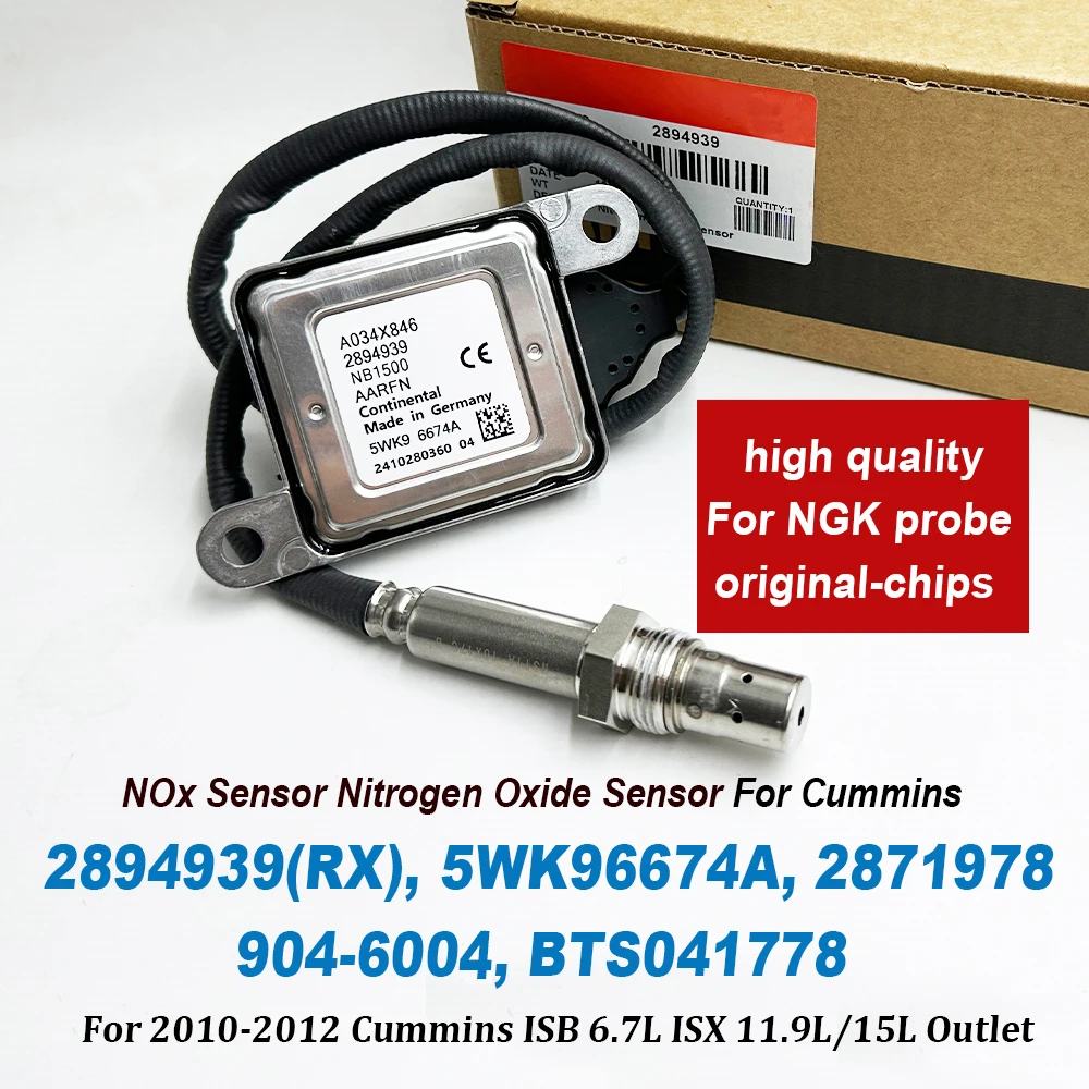 

NOx Nitrogen Oxygen Sensor 2894939 5WK96674A 2894939RX For NGK Probe 2871978 904-6004 For Cummins ISB 6.7L ISX 11.9L/15L