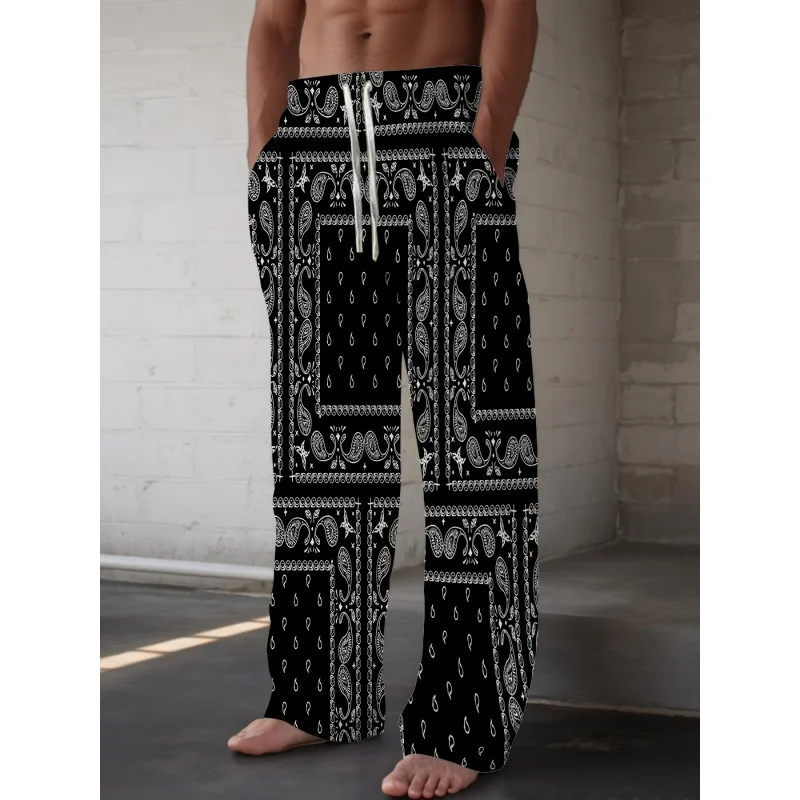 ผู้ชายฤดูใบไม้ผลิและฤดูใบไม้ร่วงแฟชั่นกางเกงลำลองสไตล์ชาติพันธุ์รูปแบบการพิมพ์ Drawstring สบายๆน้ำหนักเบากลางแจ้งสำหรับฤดูร้อน