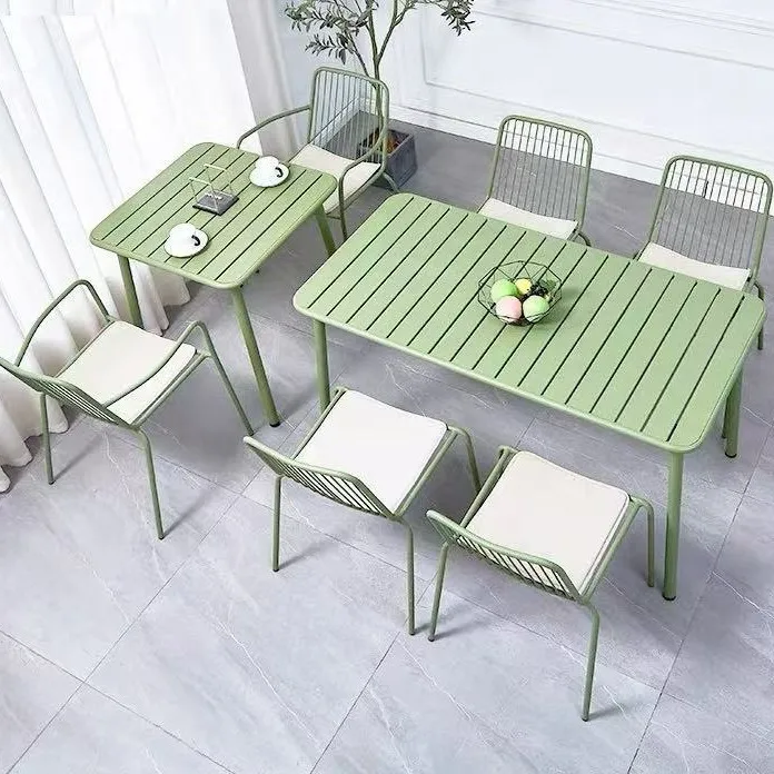 Conjunto de mesa y sillas para exteriores, mesa y sillas de hierro forjado para cafetería, balcón, patio al aire libre, jardín